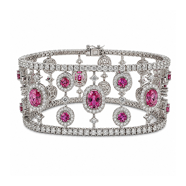 18K Pink Sapphire Diamond Bracelet